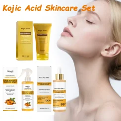 Kojic Acid Skincare Set Niacinamide Face Wash Turmeric Serum Exfoliating Spray Brightening Care Kit for Dark Spots & Dull Skin
