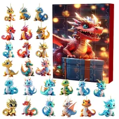 Dragon advent calendar for kids Acrylic 2D 24 Days Of Vacation Advent Calendar Pendant Christmas gift Home decoration Toys Child