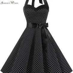 Vintage Dress Women Summer Sexy Polka Dot Print Halter Party Dresses Vestidos Robe Retro Rockabilly Y2K Dress