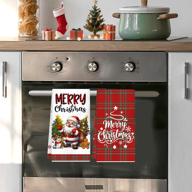 2pcs Christmas Kitchen Towels Christmas Decorations for Home 2025 Xmas Santa Claus Dish Towel Navidad Natal New Year Gifts 2026 - Image 5