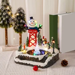 Light up Musical house Scene Christmas Resin Ornament Home Decor Snow Village House Decoration Christmas scene decoration