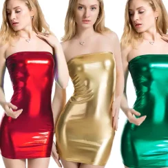 Sexy PU Leather Women Dress Sleeveless Pencil Mini Bodycon Club Party Dresses Spring Black Red Leather Dresses