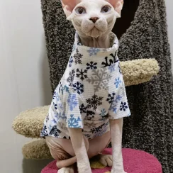 New Christmas Snowflake Clothes for Sphynx Cat Warm Sweater for Hairless Cat Winter Coat Fleece Jacket for Devon Rex Pet Product