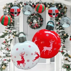 60cm Giant Luminous Inflatable Christmas Ball With No Lights Pvc Outdoor Xmas Decoration Ball Holiday Yard Lawn Porch Decor 2025