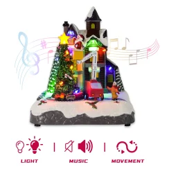 Christmas Decoration Santa Climbing Stairs Scene Music Box New Year Home Decoration Xmas Decor Gift for Kid