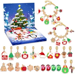 2025 Christmas Advent Calender Gift Box Creative DIY Snowman Santa Claus Bracelet Countdown Calendar Box for Girls New Year Gift