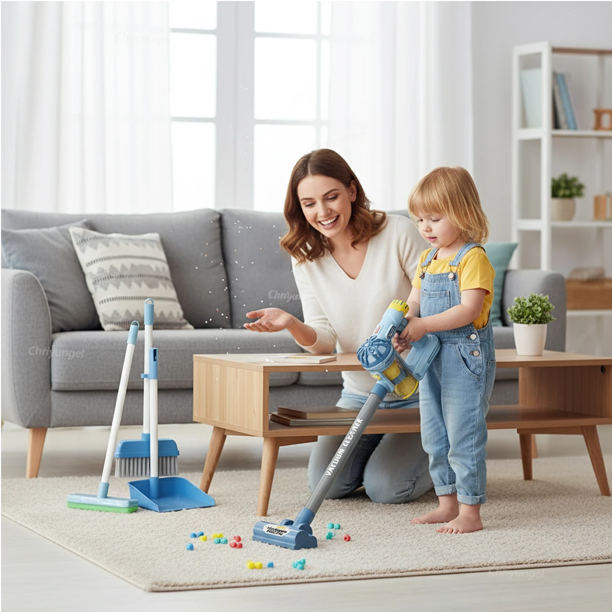 Kids Simulation Electric Vacuum Cleaner Toy Set Housekeeping Role Play Educational Toys for Toddlers Perfect Gift for Girls Boys - Image 3