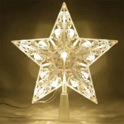 15cm Christmas Glowing Tree Topper Five-pointed Star Transparent LED Shining Lamp Xmas Colorful TopStar Ornaments Navidad Decora