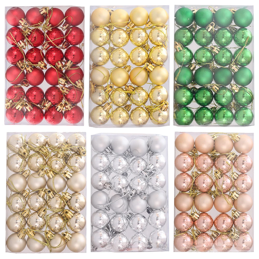 144/24Pcs Mini Christmas Balls Ornaments Red Gold Sliver Christmas Tree Balls Diy Pendant Xmas Party Decoration Gift New Year - Image 2
