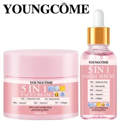 5 In 1 Anti Ag-ing Serum & Cream Set Lightning Anti Wrin-kle Agin-g Lifting Tighten Remove Dark Pore Shrinking Whit-ening Cream