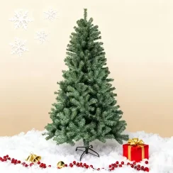 Large PVC Realistic Christmas Tree, Beautiful Room Decor for Holiday Atmosphere, Modern Thin Green Sleek Design, Elegant Aesthet