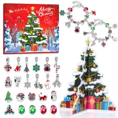 2025 Christmas Advent Calender Gift Box Creative DIY Snowman Santa Claus Bracelet Countdown Calendar Box for Girls New Year Gift