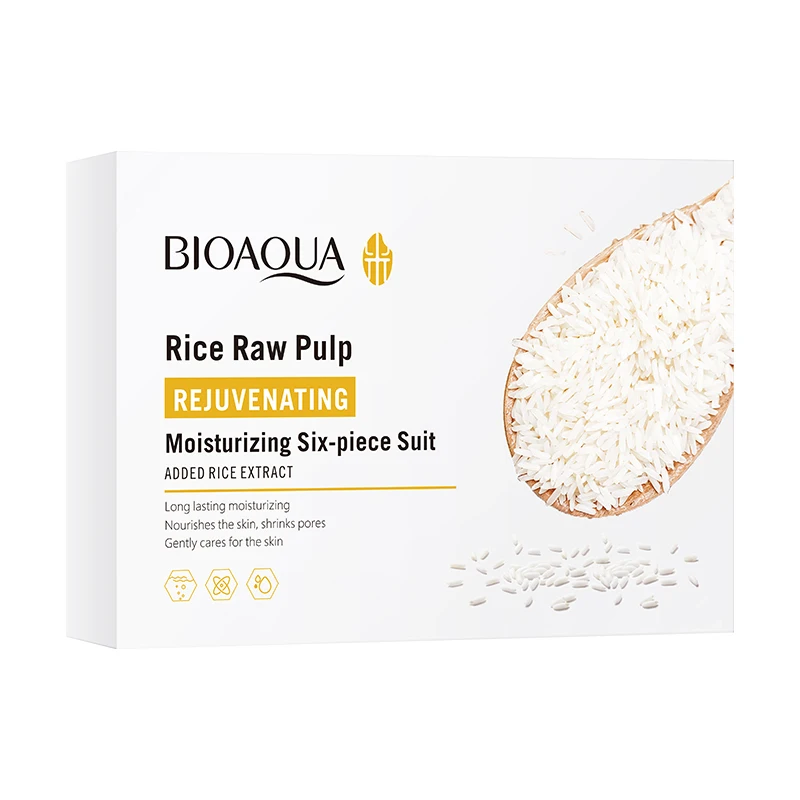 Rice Raw Pulp kin Care Set soothing Oil Control Hydrating Anti-Wrinkle Fade fine lines Brighten Serum Face Skincare Set Box - Image 6