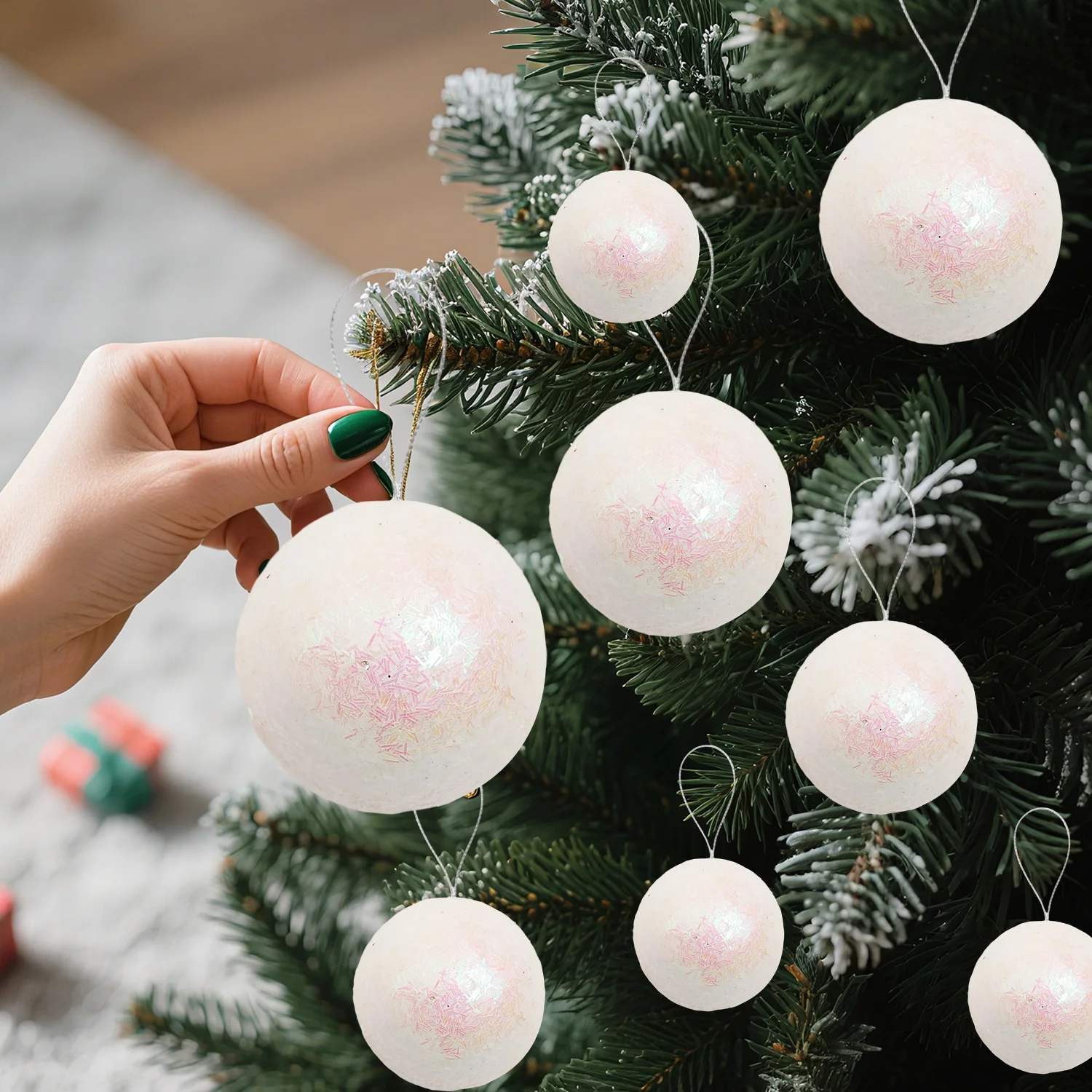 36/6pcs White Xmas Tree Round Ball Hanging Pendants Foam Christmas Balls for Home New Year Navidad Party Decoration Wholesale - Image 3