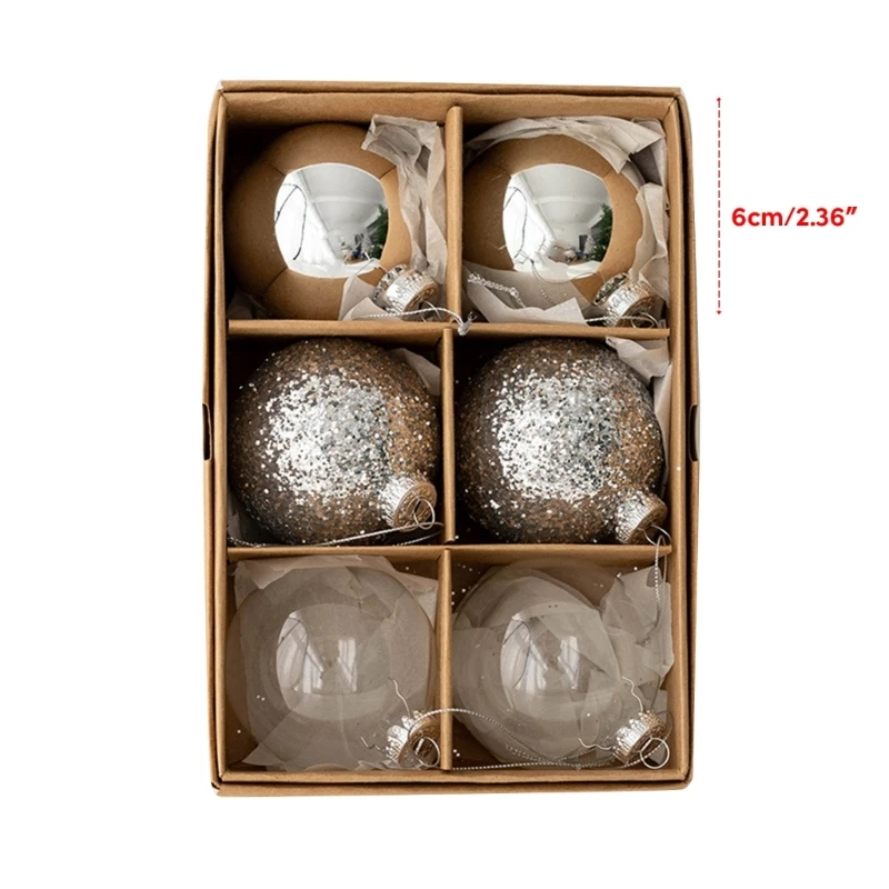 Pack of 6 Exquisite Glass Christmas Bauble Balls Ornaments Create Festive Atmospheres at Homes Festival Party Drop Shipping - Image 6