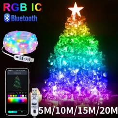 5M/10M/15M/20M RGBIC USB Sting Light Bluetooth APP DIY LED Fairy Lights Garland Decoration for Christmas Wedding Birthday Party