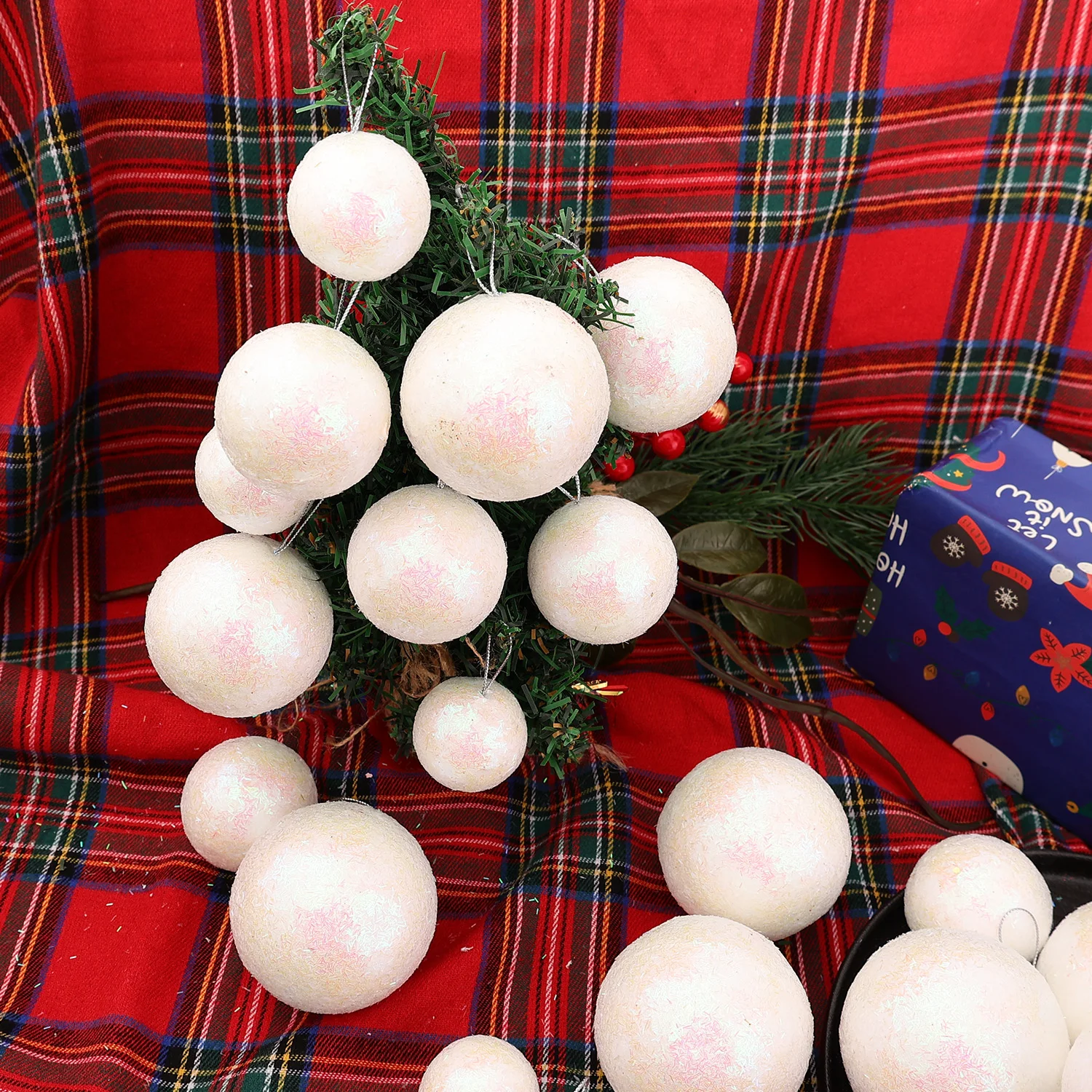 36/6pcs White Xmas Tree Round Ball Hanging Pendants Foam Christmas Balls for Home New Year Navidad Party Decoration Wholesale - Image 2