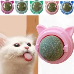 Pet Cat Grass Snacks Catnip Balls Wall Stick-on Ball Toys Cat Mint Ball Healthy Natural Removes Hair Balls To Promote Digestion