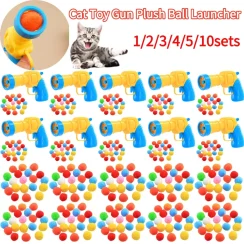 Cat Toy Gun Plush Ball Launcher for Indoor Cats Interactive Shooting Gun Quiet High Bounce Ball To Tease The Cat Pet Supplies