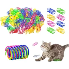 Pet Cat Spring Toy Cat Spiral Toys Interactive Colorful Cats Plastic Springs Coil
