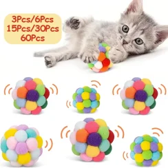 3/20Pcs Cat Toy Balls with Bells, Colorful Cat Balls, Metallic Glitter Balls, Indoor Cat Interactive Toys for Kittens