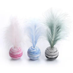 Cat Toy Star Ball Plus Feather EVA Material Light Foam Ball Throwing Funny Toy Star Texture Ball Feather Toy For Dog Cat Supplie