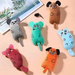 Cat toy cartoon cat dog shape toy wear-resistant and bite-resistant soft and comfortable plush doll self-sex teeth grinding toys