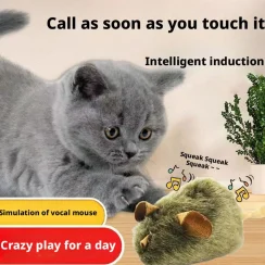 Funny Plush Cat Toy Simulation Mouse Automatic Chirping Interactive Mice Cat Toy Bite Resistance Pet Cat Toys Kitten Supplies