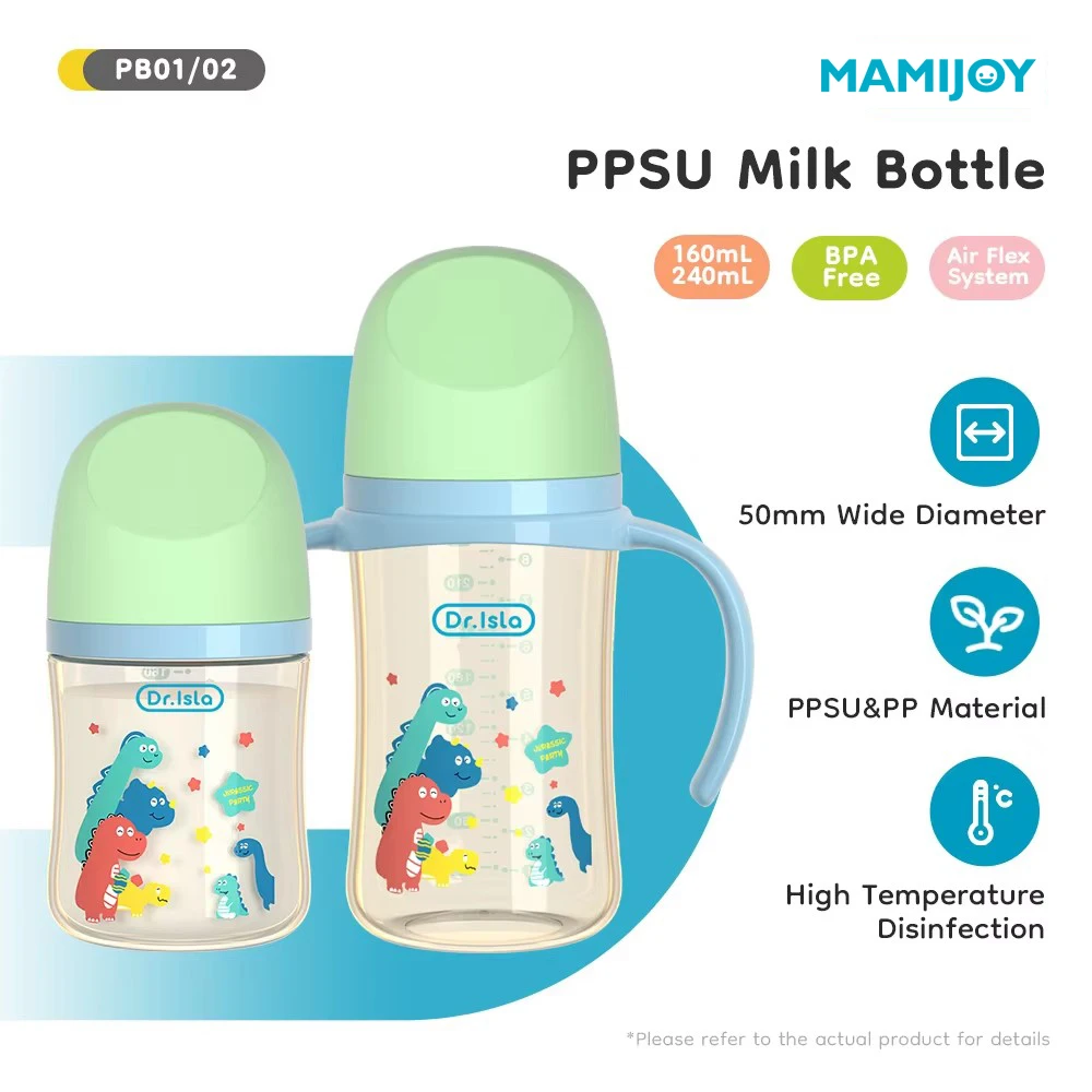 MAMIJOY 160/240ML PPSU Baby Bottle Handle Infant Drop-proof Baby Wide-caliber Milk Bottle Newborn Feeding Bottle BPAFree PB01&02