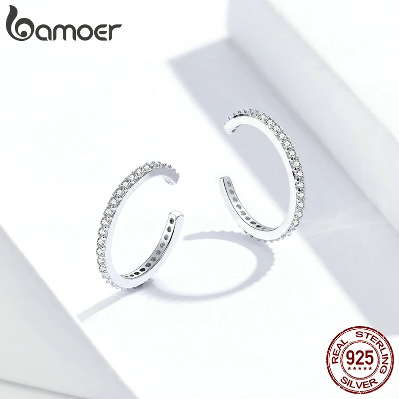 bamoer 925 Sterling Silver Ear Cuff For Women Without Piercing Earrings Jewelry Earcuff Real Silver Fashion Jewelry SCE842 - Image 4