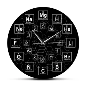 Periodic Table of the Elements Chemical Symbols Wall Clock Science Wall Art Decor Classroom Wall Watch Chemistry Teacher Gift