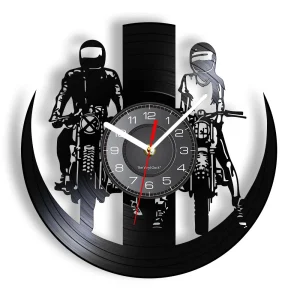Motorcycle Rider Racing Wall Clock Vinyl Record Extreme Motorcross Sports Artwork Dirt Bike Professional MX Riders Wall Watch