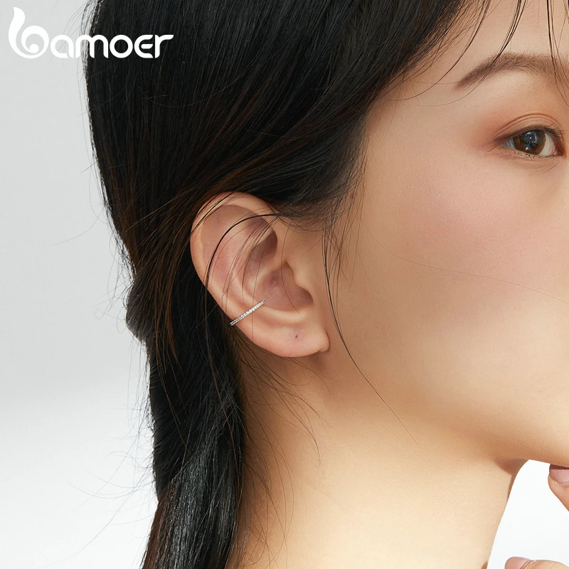 bamoer 925 Sterling Silver Ear Cuff For Women Without Piercing Earrings Jewelry Earcuff Real Silver Fashion Jewelry SCE842 - Image 3
