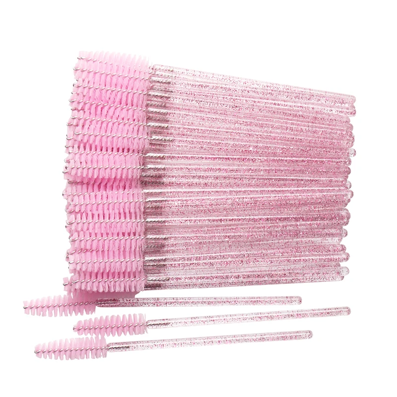 50Pcs Makeup brushes Disposable Crystal Eyebrow brush Diamond Handle Mascara Wand Applicator Eye Lashes Eyelash Extension Tools