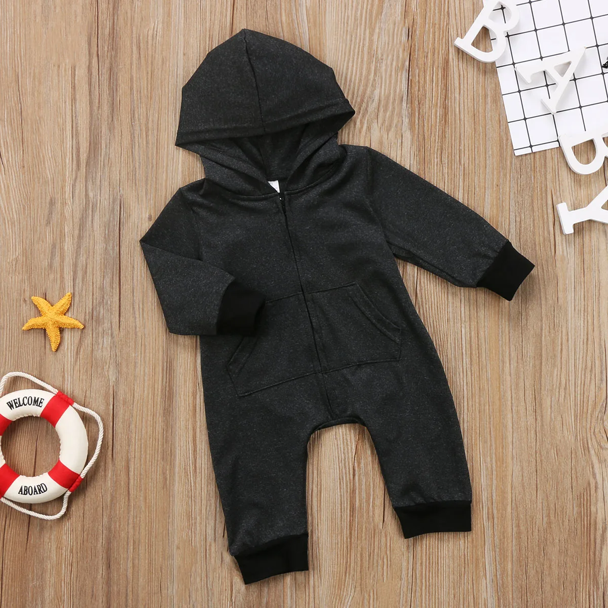 0-24M Baby Boy Clothes Infant Warm Long Sleeve Zipper Romper Newborn Jumpsuit Kid Hooded Girl Sweater Outfit - Image 3