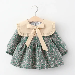 New born baby girls dress spring clothes long sleeve floral dresses for 1 year baby birthday girls clothing outfit wear dress