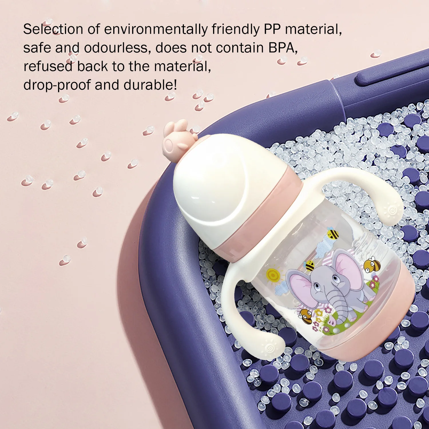 300ml baby feeding bottle, 6-36 months baby PP feeding bottle, anti-fall leakproof, large capacity safe and durable - Image 4