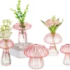 5Pcs/set Colourful Mushroom Glass Vase Creative Hydroponic Flower Pot Simple Table Decoration Home Decor Creative Vase