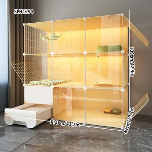 Cat Cage with Bathroom Closed Cat Litter Box Home Indoor Three-Story Large Space Cattery Villa