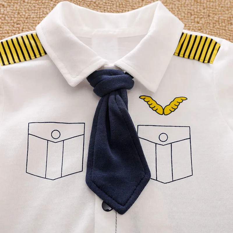 0-18Months Boys and Girls Baby Summer Short-Sleeve Romper Cute Pilot Cosplay Costume 100% Cotton Soft Comfortable 2025 Newborn - Image 3