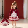 Girls' Dresses Spring/Fall Full-Print Polka Dot Mesh Baby Girl Dress Adorable Floral Christmas Baby Dress Baby Girl Clothes