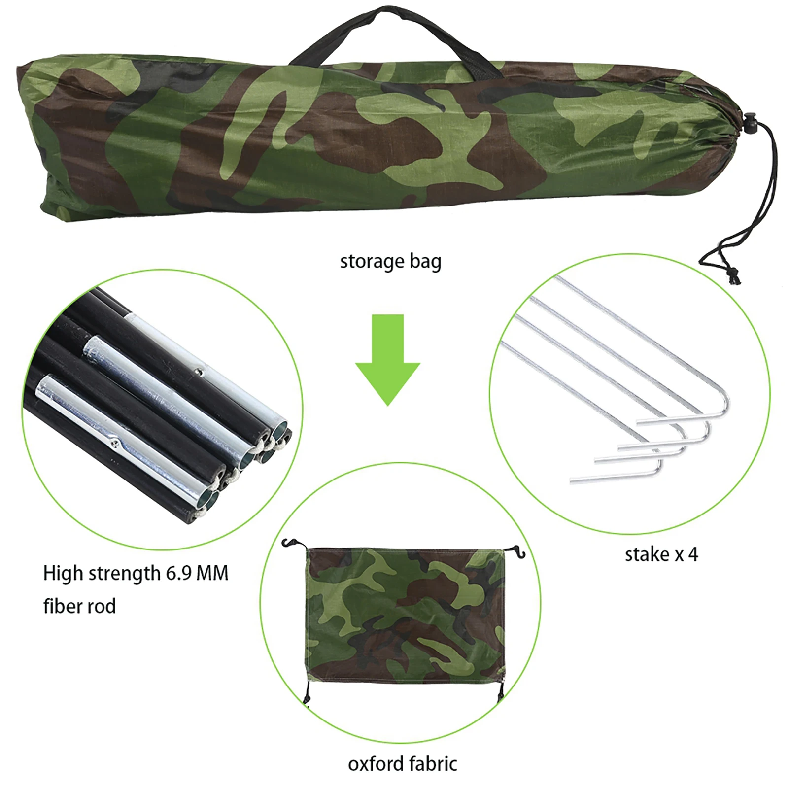 Outdoor Camouflage UV Protection Waterproof One Person Tent for Camping Hiking - Image 2
