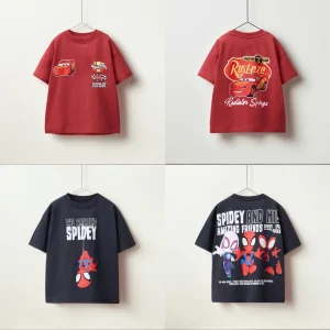 Summer Baby Kids Cotton T-shirt Cartoon Cars And Spidey Double Side Print Tees Short Sleeved Baby Fashion Loose Sport Shirts Top