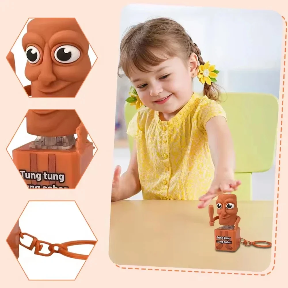 Brainrot Keychain Tung Tung Tung Sahur Figure Toy Tralalero Tralala keyring Luminous Sound Button Model Office Desk Home Decor - Image 4