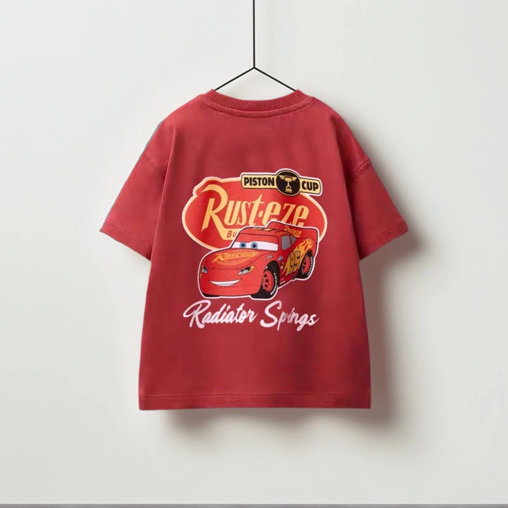 Summer Baby Kids Cotton T-shirt Cartoon Cars And Spidey Double Side Print Tees Short Sleeved Baby Fashion Loose Sport Shirts Top - Image 3