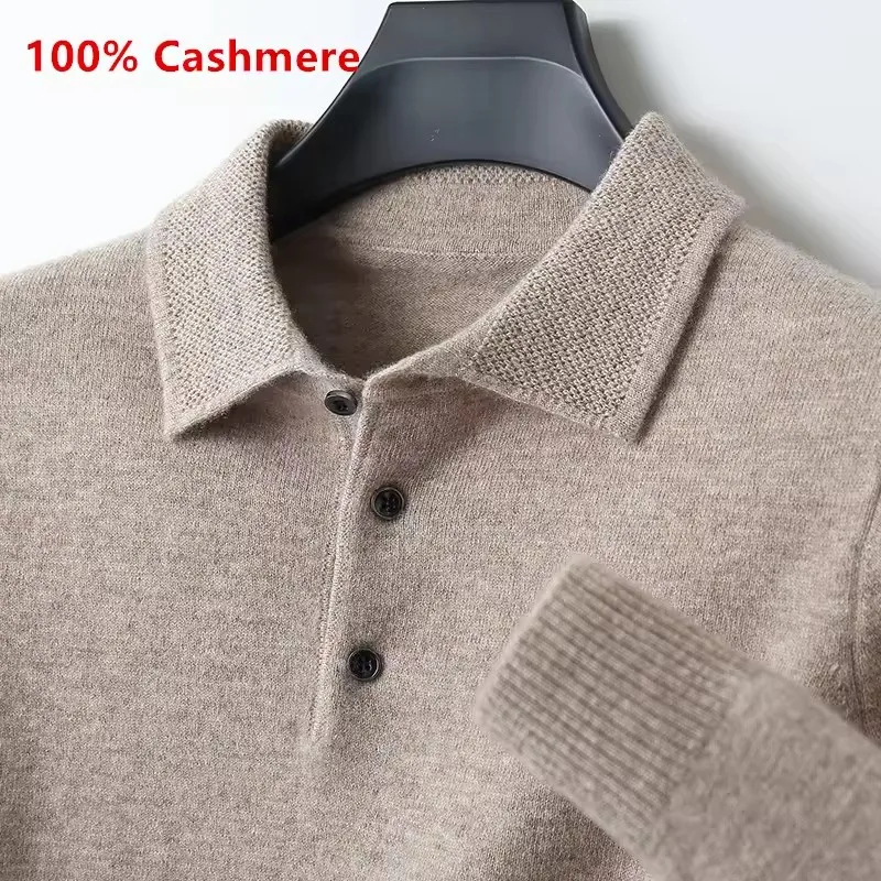 Men's 100% Mink Cashmere Large Size Sweaters Autumn Winter Solid POLO-neck Casual Knit Pullovers Long Sleeve Warm Jumper to - Image 5