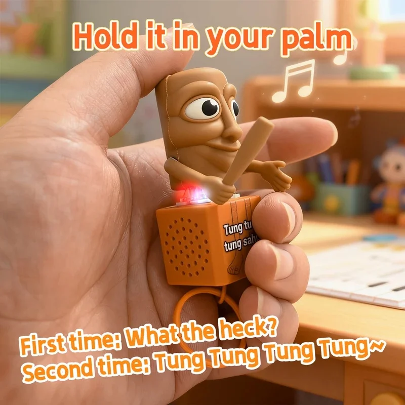 Brainrot Keychain Tung Tung Tung Sahur Figure Toy Tralalero Tralala keyring Luminous Sound Button Model Office Desk Home Decor - Image 3