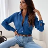 Women Elegant Solid Chiffon Blouse Spring Summer Casual Long Sleeve V Neck Loose Shirt Office Lady Tunics Oversized Tops 2024