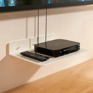 Steel Shelf Wall Mounted Floating Organizer Router Camera Projector Toiletries Storage Living Room Bathroom Office Metal Holder