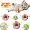 3/60pcs Cat Toys Balls with Bells , Color Cat Pom Pom Balls,Tinsel Sparkle Balls,Interactive Toy for Indoor Cats Kitten